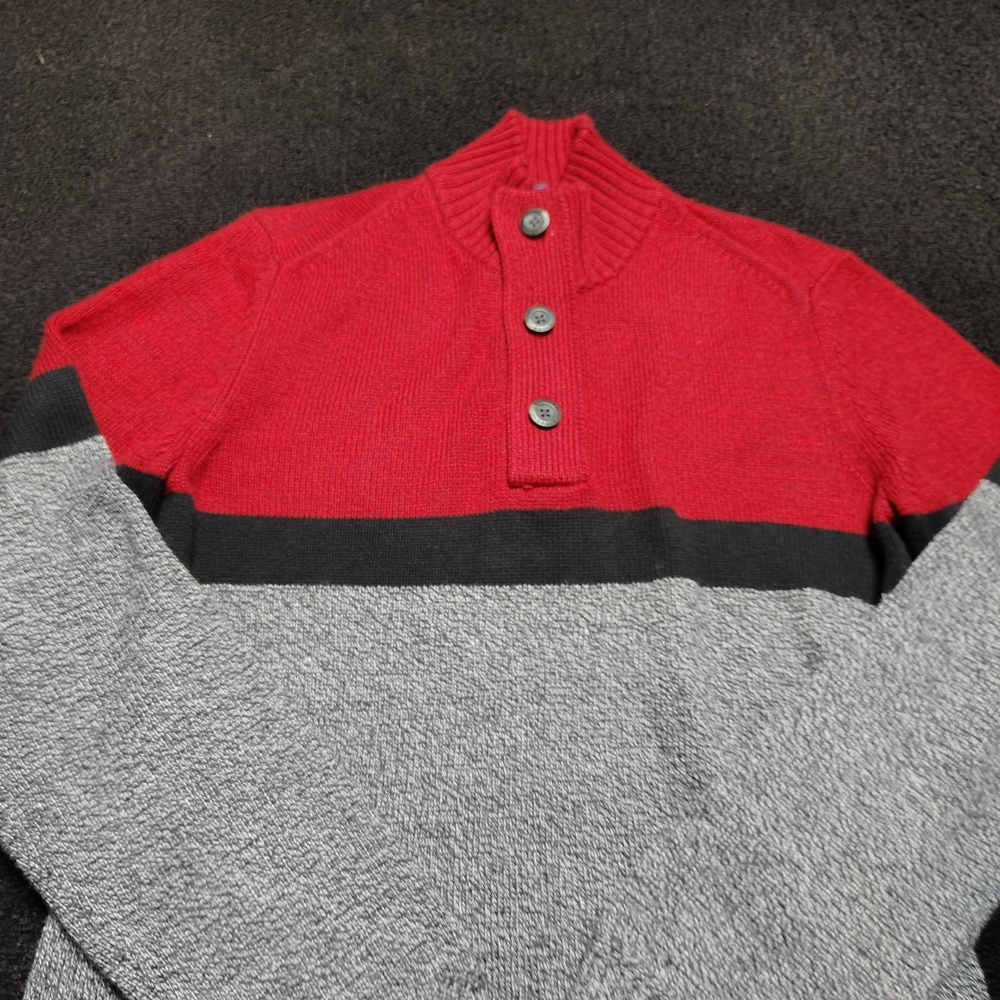 American Eagle Seriously Soft Wool Blend Red Gray Henley Sweater Mens Medium